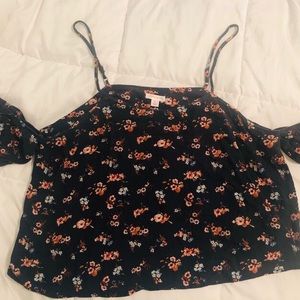 Blue Floral Off the Shoulder Top